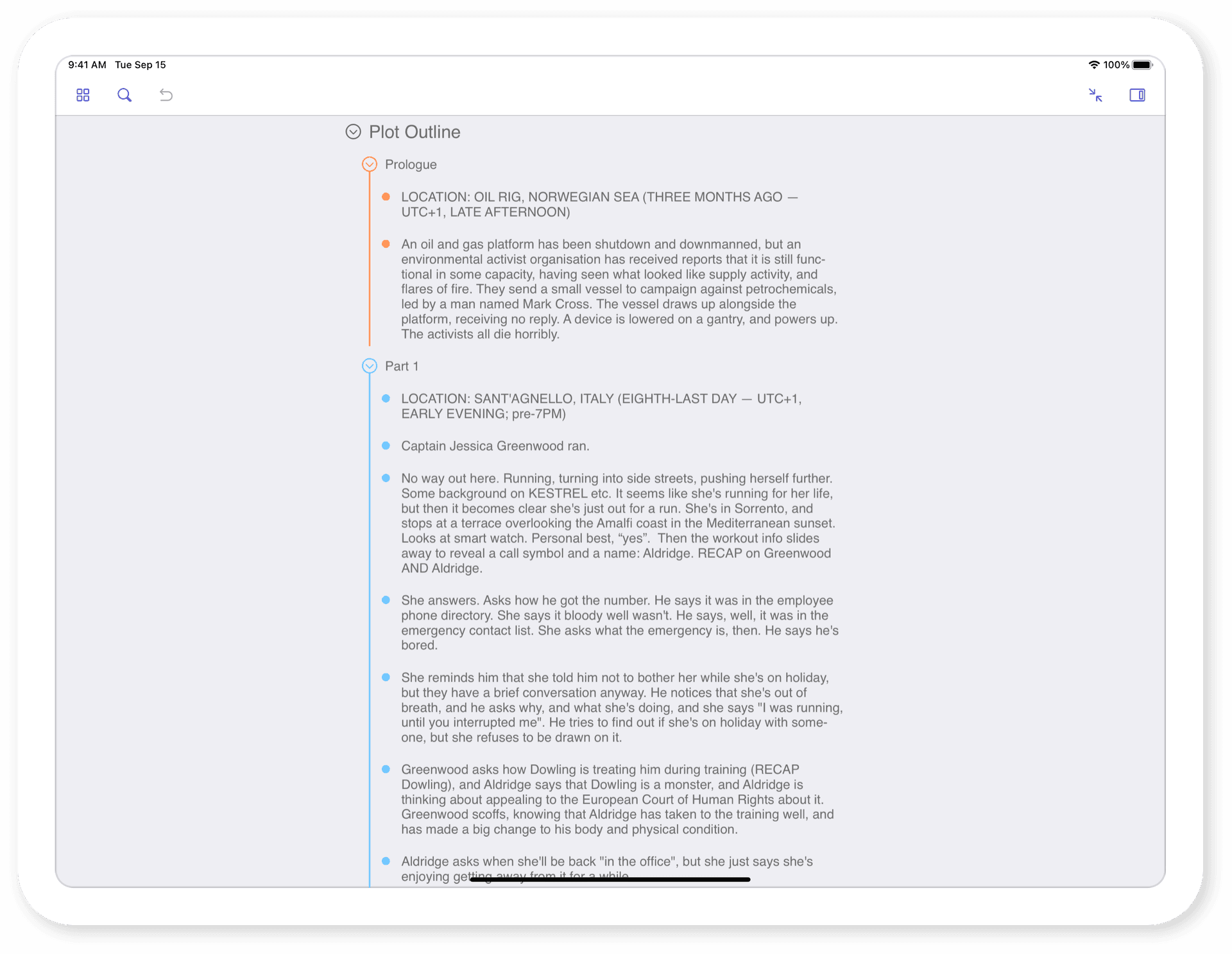 MindNode on iPad in Outline