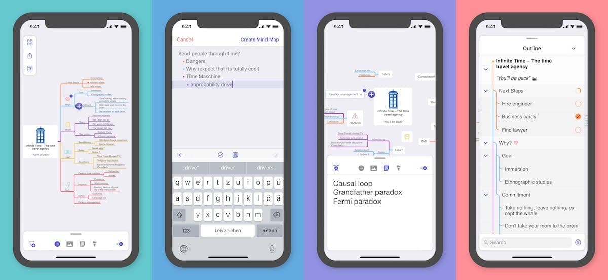 MindNode 5 on iPhone screenshots