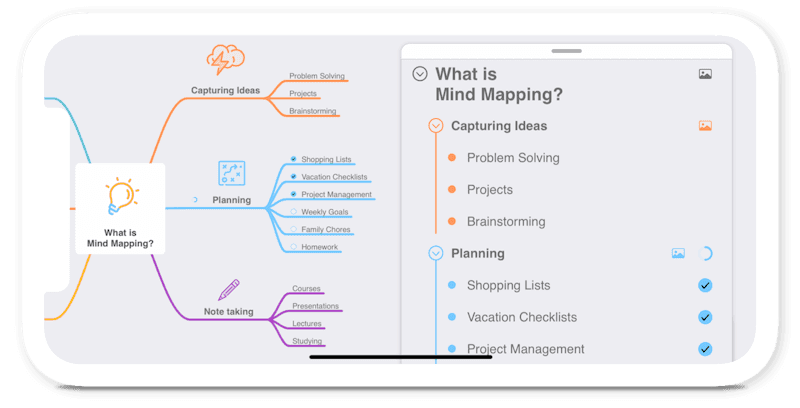 Mind map and outline in MindNode on iPhone